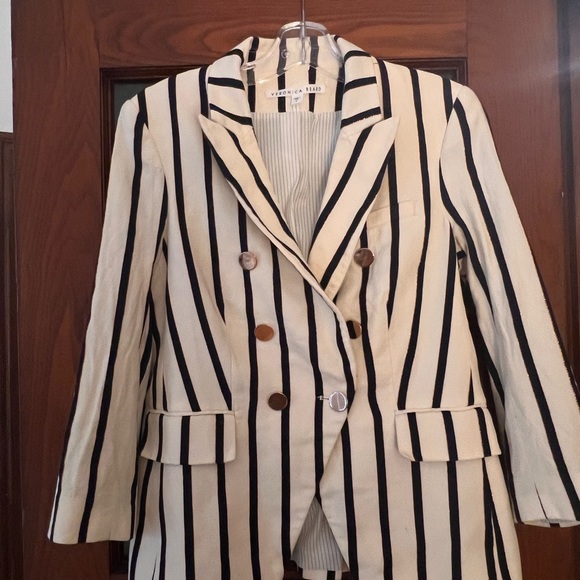Veronica Beard Empire Striped Jacket in Navy - Picture 3 of 7